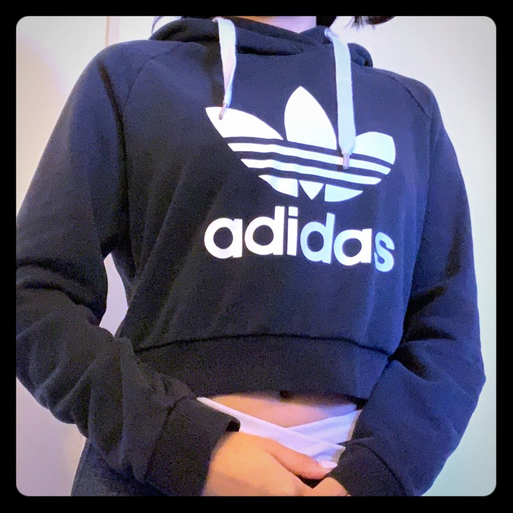 Adidas black cropped hoodie